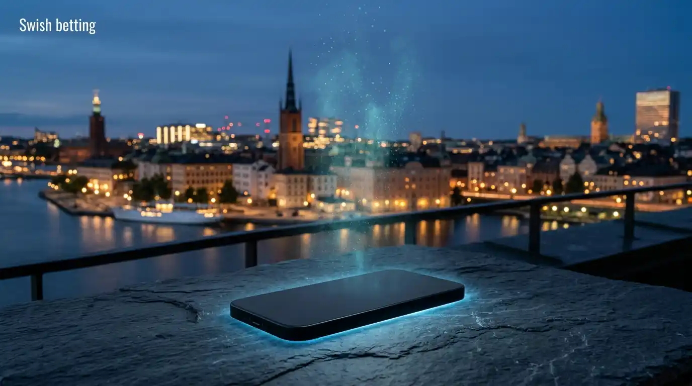 Swish-appen och en oddsvy sida vid sida på en svensk mobil, symboliserar Swish betting hos licensierat spelbolag